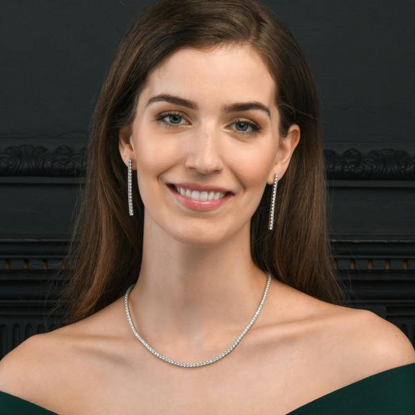namana 925 Sterling Silver Tennis Necklace with 3mm Cubic Zirconia