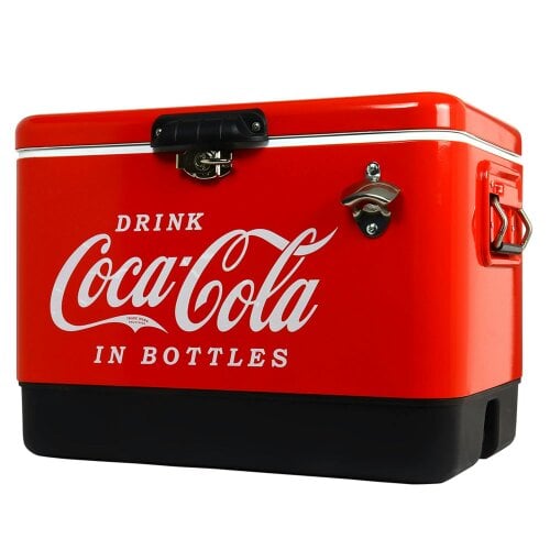 Coca-Cola 51L Portable Cool Box – Ice Chest Cooler for Camping, Beach, Fishing & RV Trips (Red)