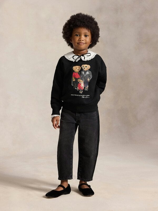 Ralph Lauren Kids Ralph Lauren Girls Polo Bear Family Sweatshirt in Black