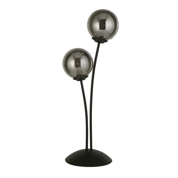 Pagazzi Lighting Navarro 2 Light Black & Smoked Glass Table Lamp