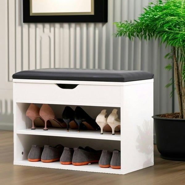 Rafaelo Mobilia Shoe Storage Bench 60CM White