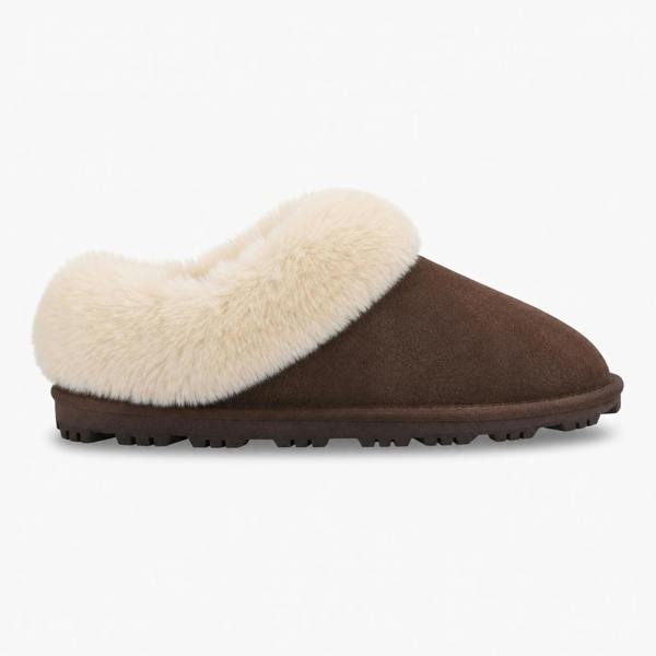 Totes SUEDE BOOTIE WITH FUR CUFF Slipper Boots Boots   in  Brown