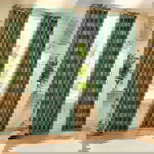 Wylder Nature Grantley Jacquard Eyelet Curtains - Emerald