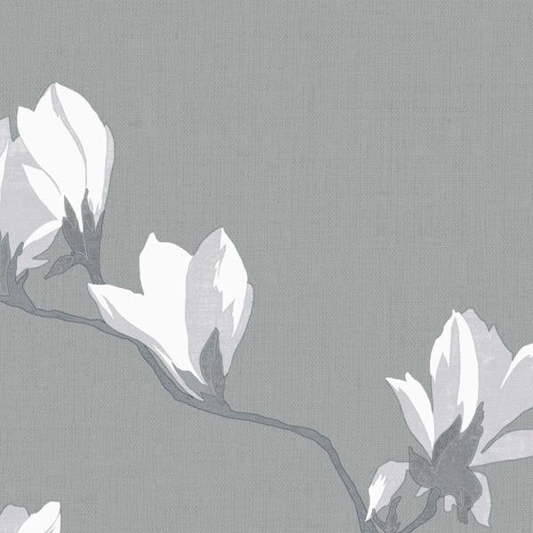 Laura Ashley Magnolia Grove Wallpaper - Slate - 10m