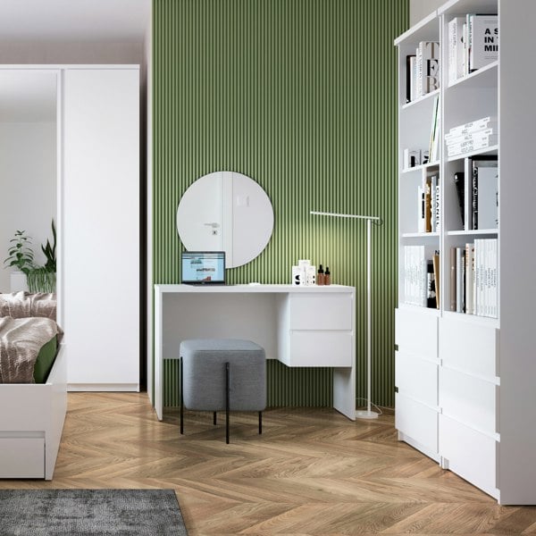 Furniture To Go Fribo Tall Narrow 3 Drawer Bookcase in White