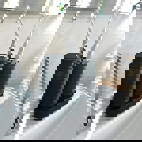 BESLAGSBODEN Freestanding Black Soap Dish 18 x 9.5cm (7" x 3.7") Smooth Plastic Soap Tray for Bath Sink Shower Bathroom