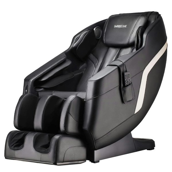 Real Relax Black Faux Leather Massage Chair with 6 Pre-Set Auto Modes Message Chairs Living and Home