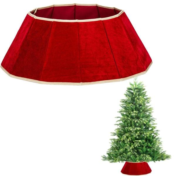 26.8 Inch Red Velvet Diamond Shape Christmas Tree Collar with Foldable Design image 6