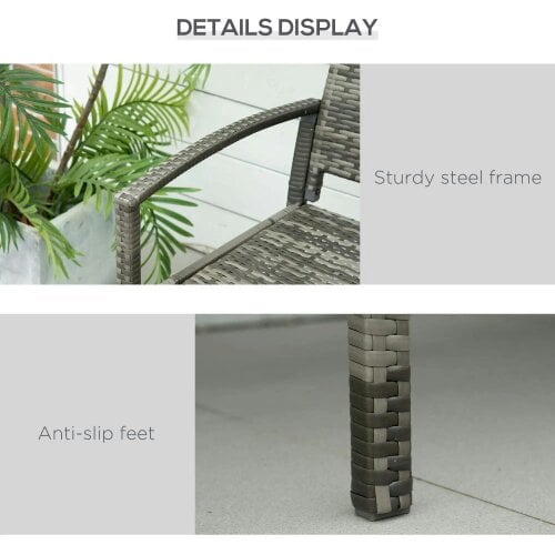 Bobobiy 2 Seater Poly Rattan Garden Bench, All Weather Wicker Garden Loveseat, Outdoor Seating Bench with 240 Load Capacity, Grey