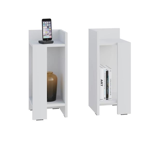Decortie Elos Bedside Tables Set of 2 Modern Narrow Design with Storage Shelves Right&Left 25x25x60cm