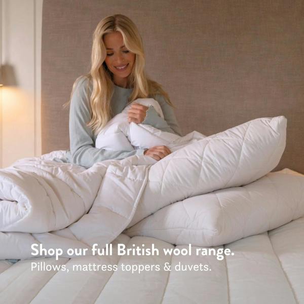 Quilted British Wool Pillow with a 100% cotton cover handmade in the UK from traceable British wool.