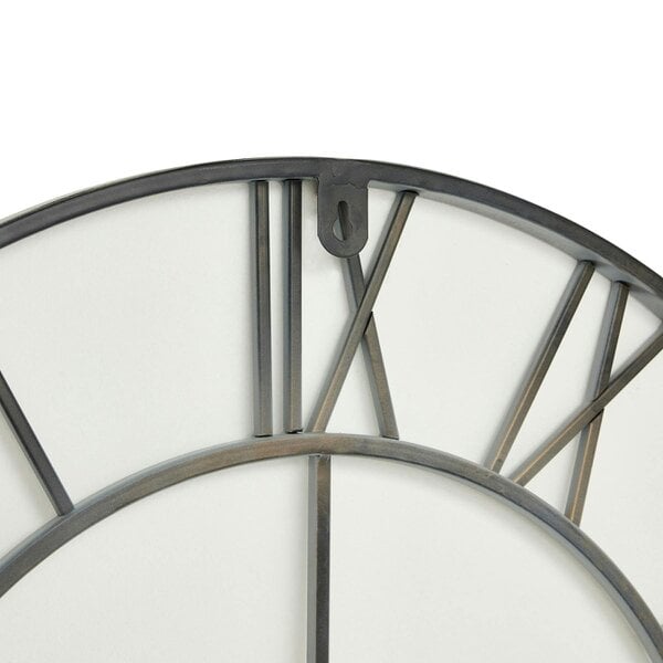 Wyld Haus Minimalist Grey Metal Open Frame Wall Clock with Roman Numerals