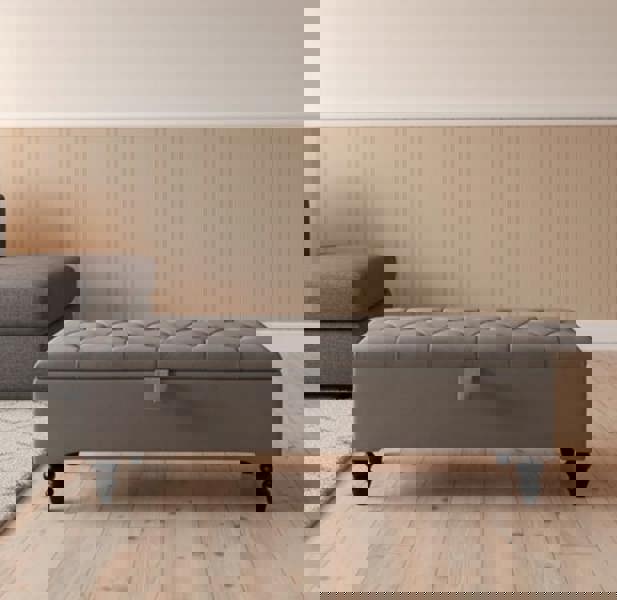 ISTOOLS Luxury Velvet Storage Ottoman Bench – Chesterfield Coffee Table