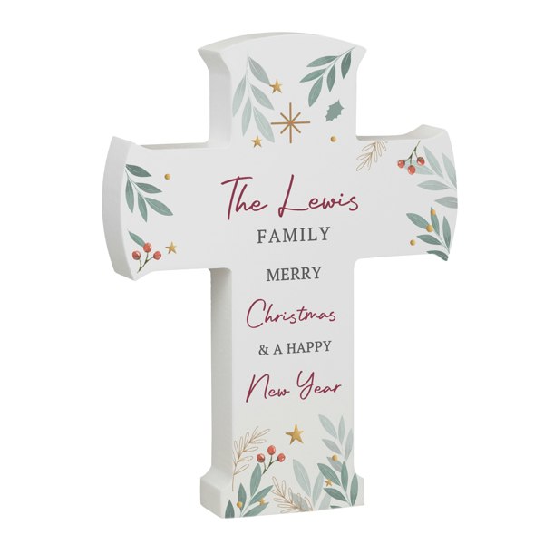 Personalised Memento Company Personalised Christmas Wooden Cross Ornament