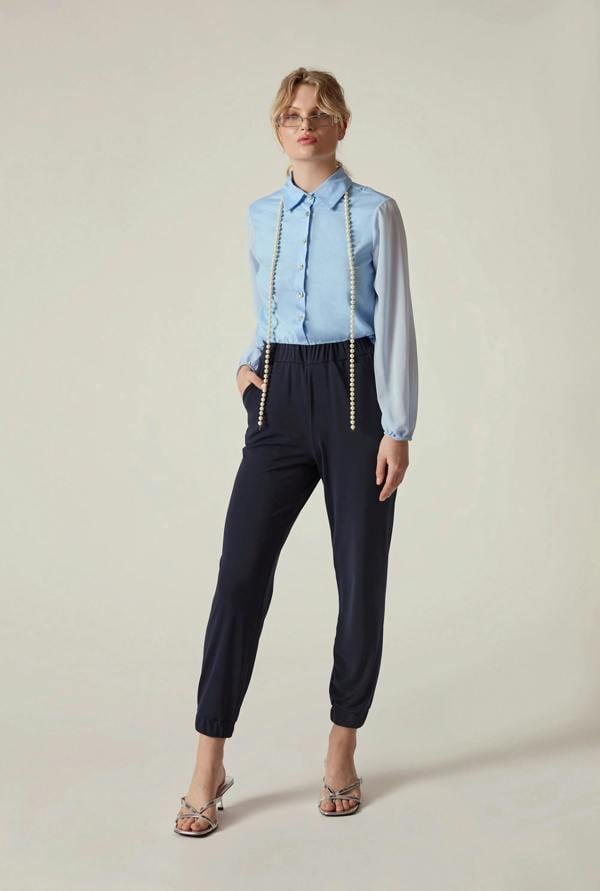 James Lakeland Navy Jersey Jogger Trousers