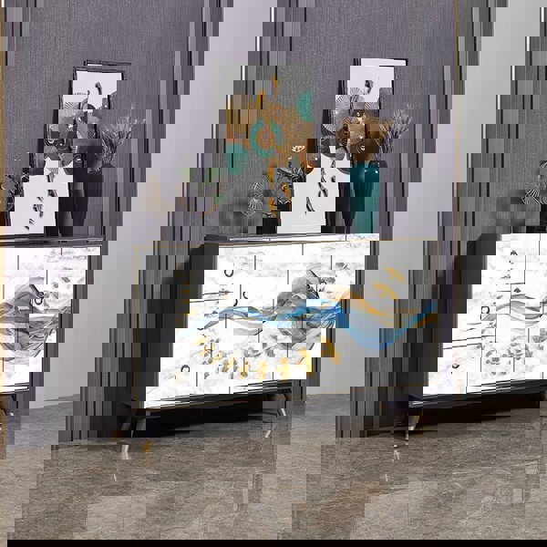 Legrand Sideboard, Plywood in a lifestyle setting with midcentury sideboard