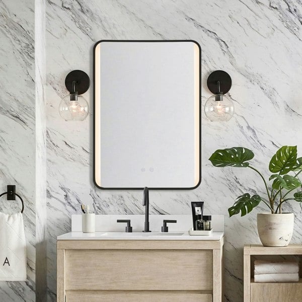 Framed Retangular LED Light Bathroom Vanity Mirror Bathroom Mirror Cabinets Living and Home