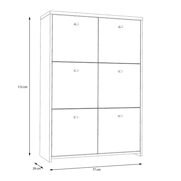 Wyld Haus Willowmere White and Artisan Oak Wood Chest Storage Cabinet 6 Doors