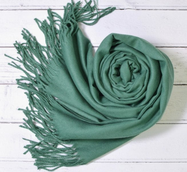 Antonia York Teal Green Pashmina | Drew Super Soft Large Special Occasion Wrap with Tassels