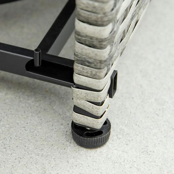 Grey rattan gas fire pit table leg with adjustable base foot
