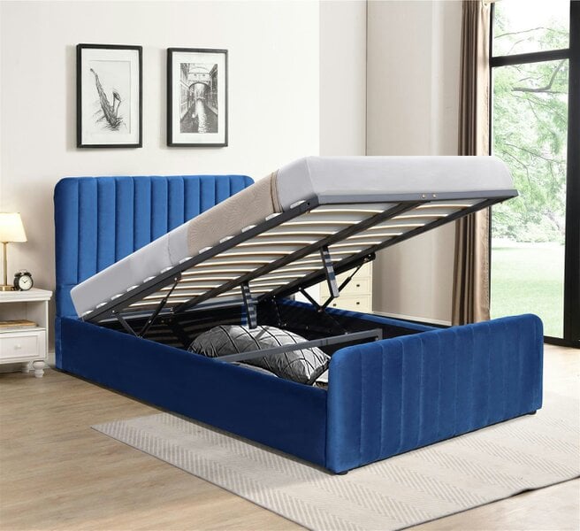 Kosy Koala Ottoman Storage Bed blue 4ft Double velvet bed gas lift up Storage Bed bedroom furniture
