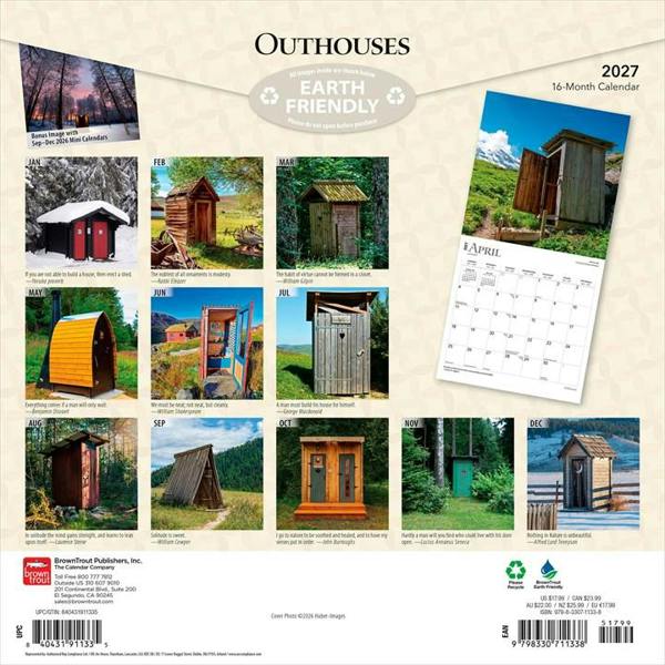 Outhouses Calendar 2027, Wall Calendars, Month To View, Humour, Gift