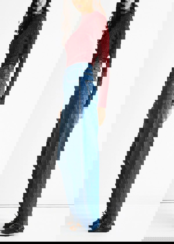 Gini London Blue Mid Rise Barrel Leg Jeans