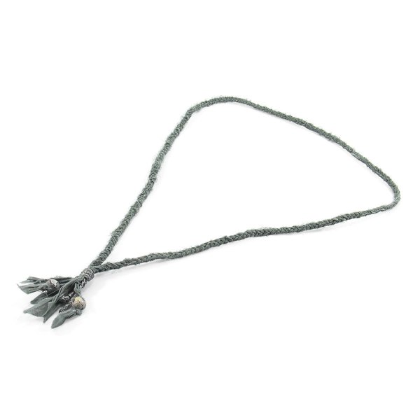 Anchor & Crew Grey Jasper Marcus Silver, Stone and Braided Cotton Voile SKINNY Necklace x Wrap Bracelet