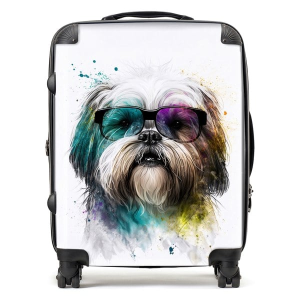 Warren Reed Lhasa Apso Face Glasses Splashart Suitcase