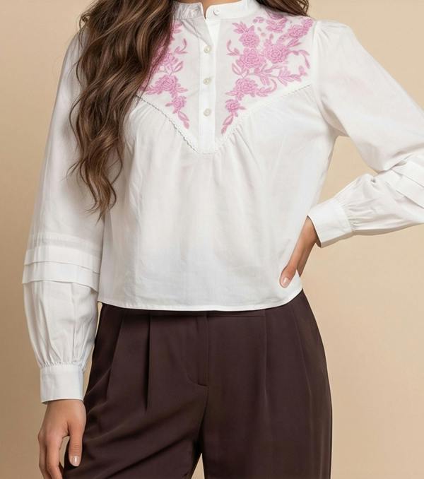 Urban Bliss Pink Embroidery Shirt