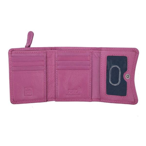 open view of fuchsia soft leater purse giorgia verona