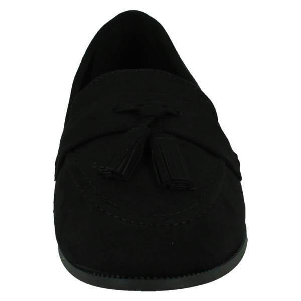 Spot On Ladies Spot On Tassel Trim Wide Fit Slip On Shoes F80560