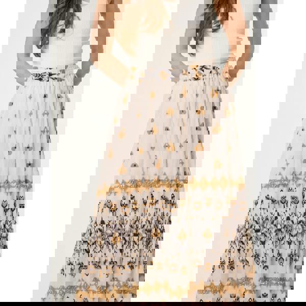 Blue Vanilla Embroidered Midi Skirt