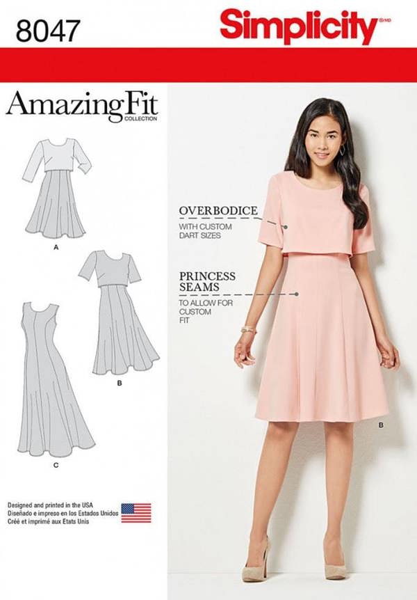Simplicity Sewing Pattern 8047, Dresses for Women, H5 (6-8-10-12-14) - Intermediate