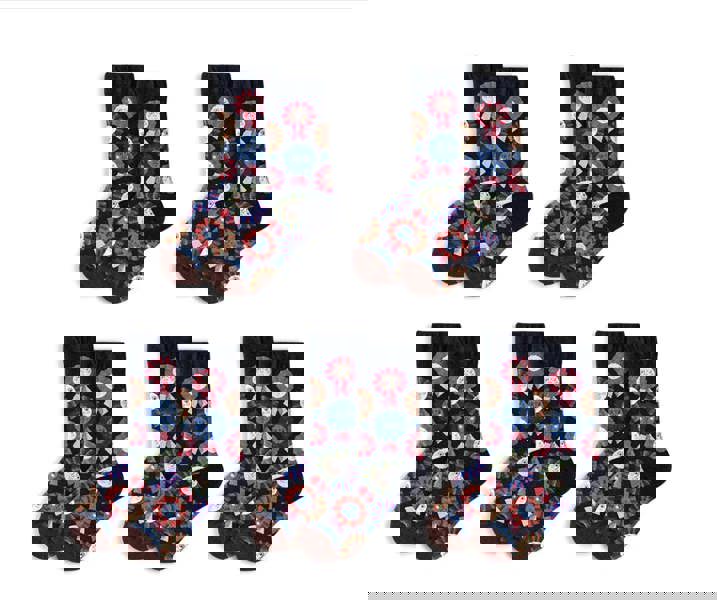 Anysox Anyfootwear 5 Pairs Long Socks Size 5-9 Cartoon Sunflower Face Print Warm Comfortable Unisex Winter Accessories