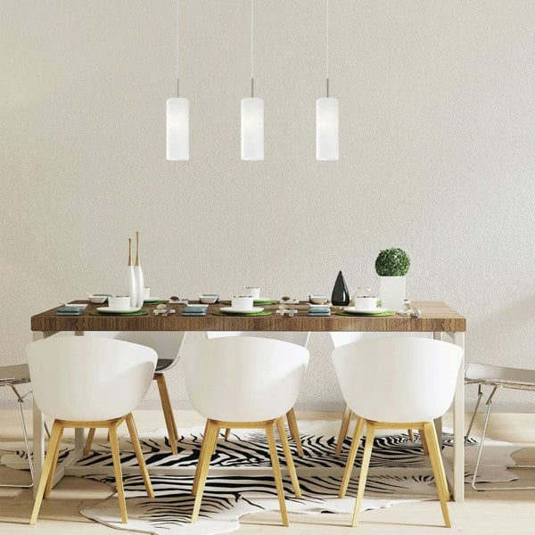 EGLO TROY 3 Satin Nickel And White Glass And 3 Light Ceiling Pendant, (D) 10.5cm