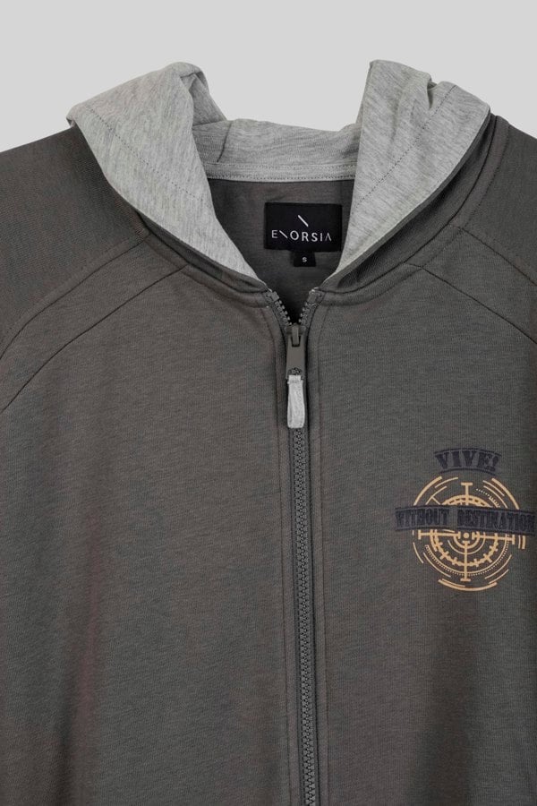 ENORSIA Men's Full Zip Contrast Hoodie