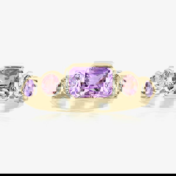 T. H. Baker 9ct Yellow Gold Amethyst & Pink Tourmaline Dress Ring DOM338