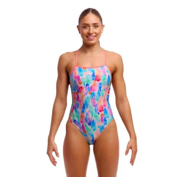 Funkita Tickle Pink Tie multicolored abstract one-piece swimsuit