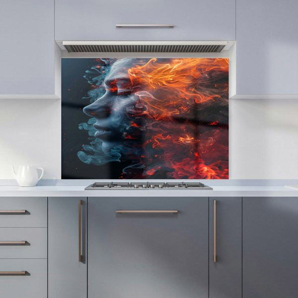 Warren Reed - Designer Fiery Mindscape: Portrait In Flames Kitchen Splashback