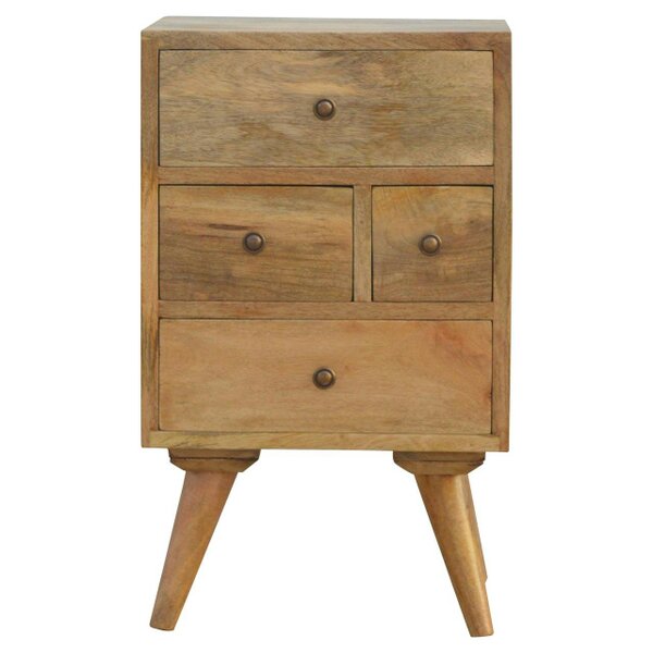 Wyld Haus Pitigliano Nordic 4 Drawer Mango Wood Bedside Table