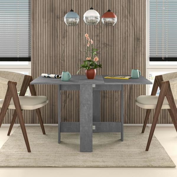 Decortie Artemio Foldable Table Retro Grey Rectangular Engineered Wood Folding Table 130(W)x76(D)x73.4(H)cm Kitchen Dining Room