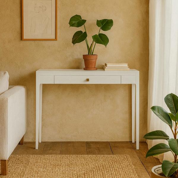 Wyld Haus Goldie White Wood Grain One Drawer Console Table