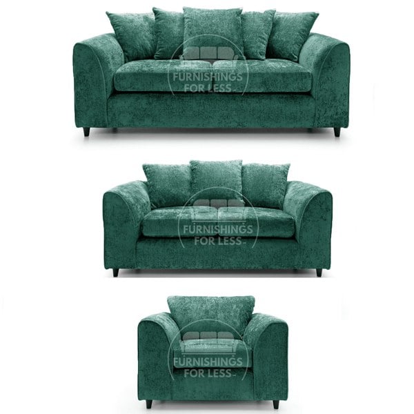 Furnishings For Less Monaco Chenille Fabric 3 Piece Sofa Suite
