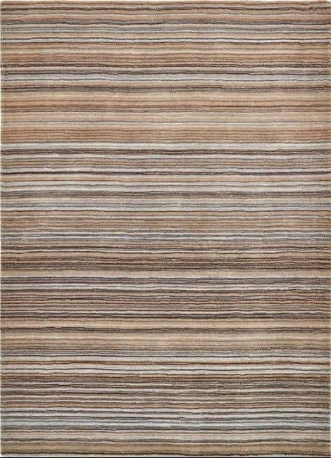 The Rugs Hand Made Striped Design Wool Rug | Green & Beige
