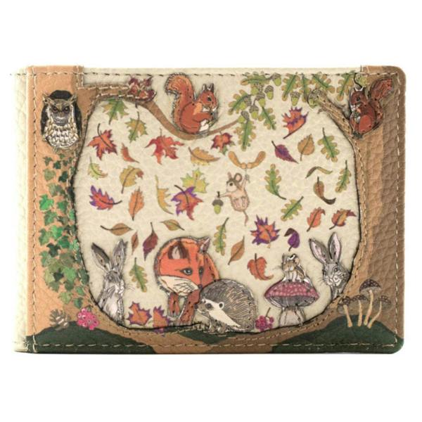 Mala Leather Foxglove Forest Fox & Owl Leather ID & Card Holder