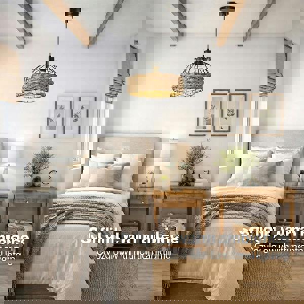 Emitto Modern Ceiling Pendant Light Shade Rattan Style Woven Lamp Shade 25cm