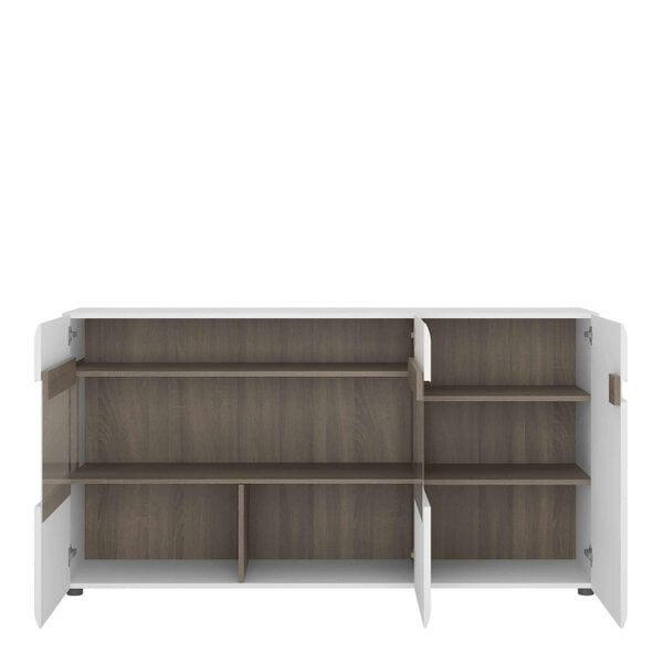 Wyld Haus Foxwhisk 3 Door Glazed Sideboard White and Truffle Oak Wood