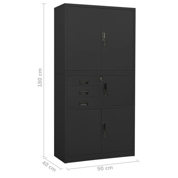 Berkfield Office Cabinet Anthracite 90x40x180 cm Steel