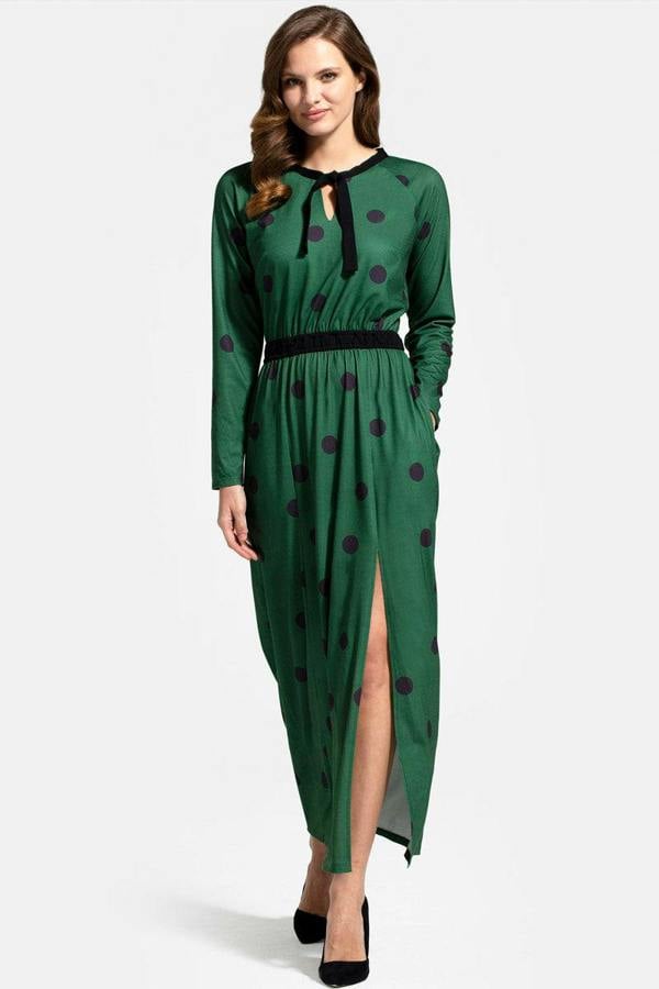 HotSquash Long Sleeve Maxi Dress with Neck Tie